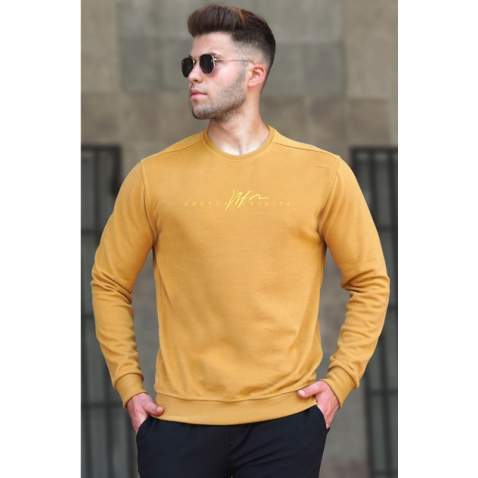 Madmext Men Crewneck Mustard Sweatshirt 5154 - Hardal