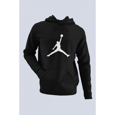 Air Jordan 02 Siyah NBA Erkek Kapşonlu Sweatshirt - Hoodie