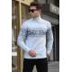 Ice Gray Turtleneck Knitwear Sweater 5970 - Buz grisi