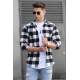 Madmext Men Plaid White Shirt 4664 - Beyaz