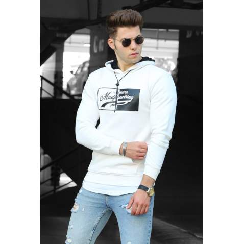 Madmext White Men's Sweatshirt 4750 - Beyaz