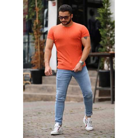 Madmext Men Basic Orange T-Shirt 4077 - Turuncu