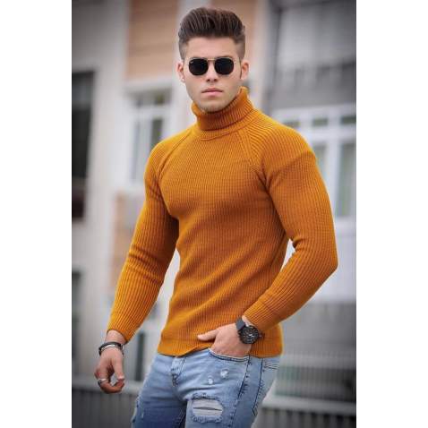 Madmext Mustard Turtleneck Jumper 4355 - Hardal