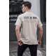 Men Printed Beige Oversize T-Shirt - Bej