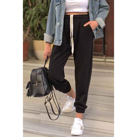 Mad Girls Basic Black Sweatpants MG304 - Siyah