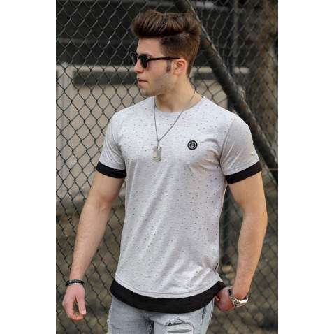 Madmext Grey Printed T-shirt for Men 4489 - Gri