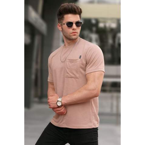 Men Beige Basic T-Shirt 5880 - Bej