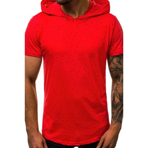 Madmext Red Rapped T-shirt wirh Hood for Men 3069 - Kırmızı