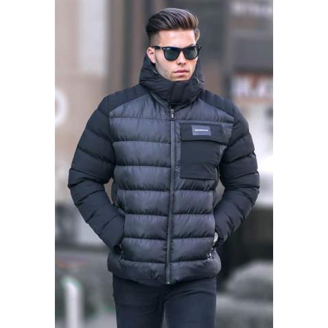 Black Hoodie Puffer Jacket 5774 - Siyah