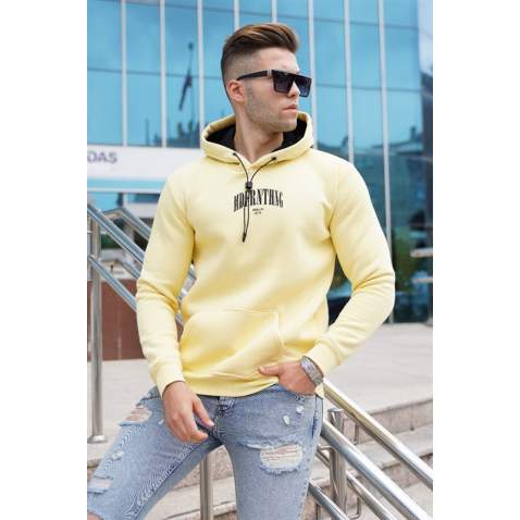 Madmext Yellow Hoodie Sweatshirt For Men 5331 - Sarı