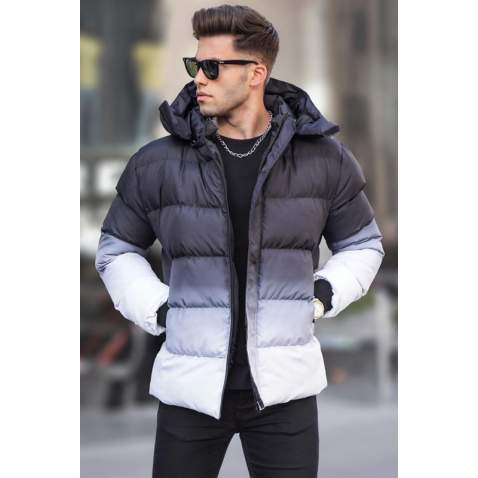 Black Hoodie Puffer Jacket 5703 - Siyah