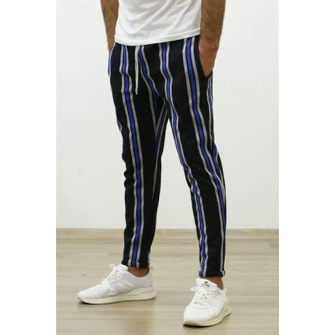 Madmext Black-Blue Striped Sweatpants 4086 - Sax mavi