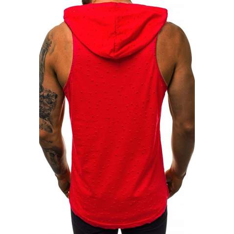 Madmext Red T-shirt with Hood for Men 2893 - Kırmızı