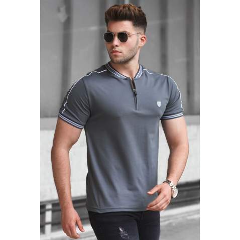 Madmext Men Smoke Gray Polo T-shirt 9281 - Füme