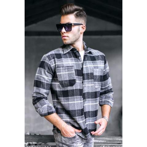 Madmext Anthracite Plaid Shirt For Men 5518 - Antrasit