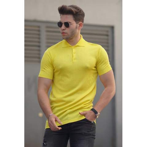 Madmext Yellow Knitwear Polo Shirt 9289 - Sarı