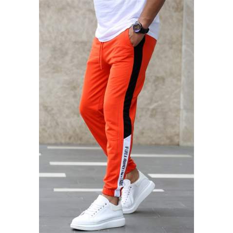 Madmext Orange Striped Sweatpants 2928 - Turuncu