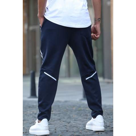 Navy Blue Printed Sweatpants T5476 - Lacivert