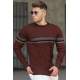 Madmext Men Striped Tile Red Sweater 5160 - Kiremit