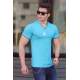 Madmext Blue Basic V Neck T-shirt for Men 4447 - Mavi