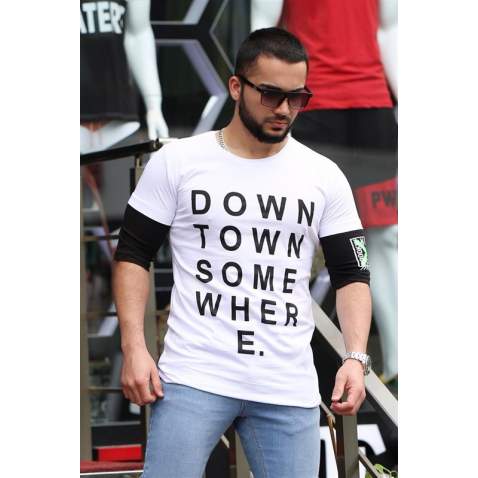 Madmext White Printed T-shirt for Men Mad4010 - Beyaz