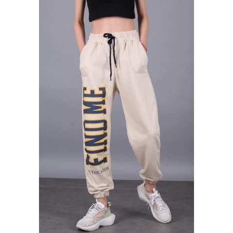 Mad Girls Beige Sweatpants MG1101 - Bej