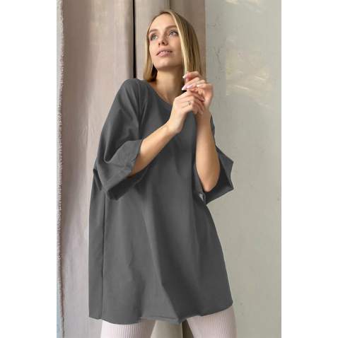 Mad Girls Oversize Anthracite T-shirt MG1354 - Antrasit