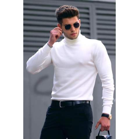 Madmext White Jumper with Roll Neck 4656 - Beyaz