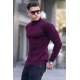 Maroon Mock Turtleneck Knitwear Sweater 5969 - Bordo