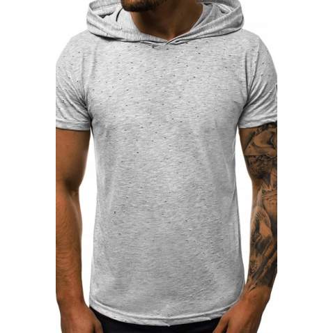 Madmext Grey Rapped T-shirt with Hood for Men3069 - Gri