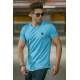 Madmext Blue Paint Splatter Print T-shirt for Men 4505 - Mavi