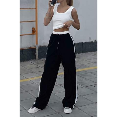 Mad Girls Black Bell Bottom Sweatpants MG1294 - Siyah