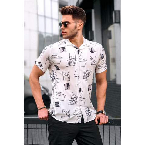 Madmext Men White Designed Shirt 5529 - Beyaz