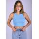 Mad Girls Blue Crop Top MG1113 - Mavi