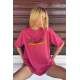 Women Printed Oversize Pink T-Shirt - Pembe