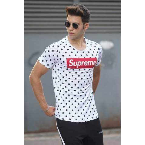 Madmext White Patterned T-shirt 2640 - Beyaz