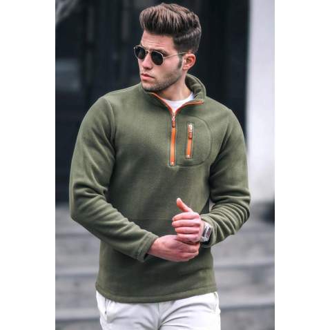 Madmext Men Khaki Polar Sweatshirt 4993 - Haki