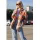 Mad Girls Orange Oversize Women Lumberjack Shirt MG042 - Turuncu