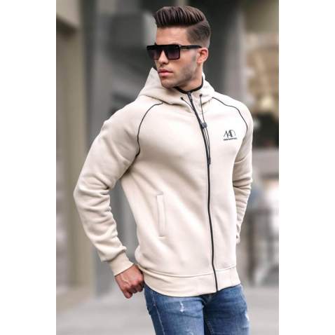 Beige Hooded Zip-Down Sweatshirt 4701 - Bej