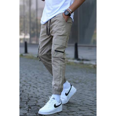 Madmext Men Beige Cargo Trousers 5440 - Bej