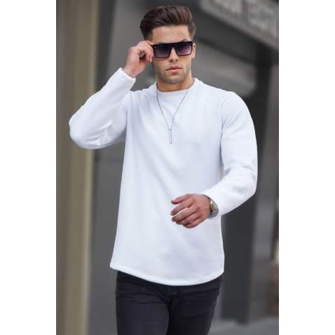 White Regular Fit Basic Sweatshirt 6023 - Beyaz