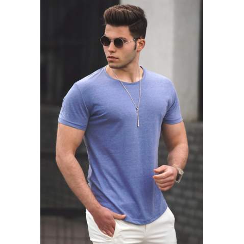 Madmext Men Plain Blue T-shirt 4055 - Mavi