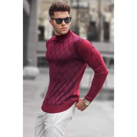 Maroon Turtleneck Knitwear Sweater 5785 - Bordo