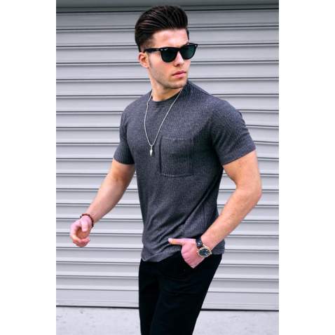 Men Basic Anthracite T-Shirt - Antrasit