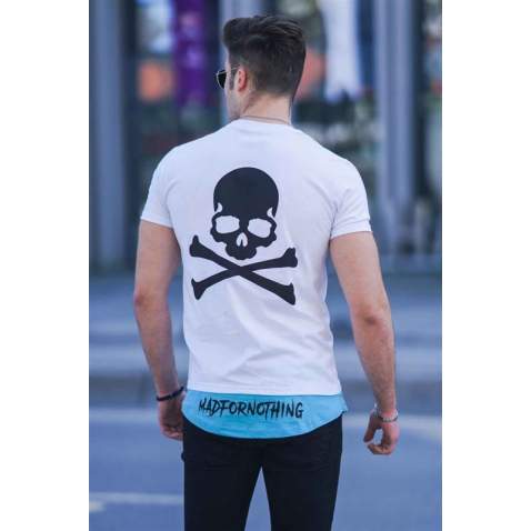 Madmext White Printed T-shirt for Men 4597 - Beyaz