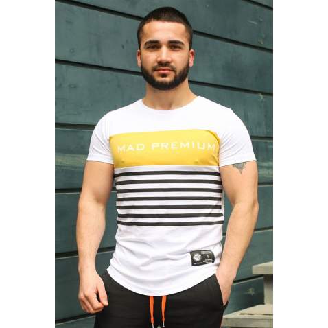 Madmext White Printed T-shirt for Men 3041 - Beyaz