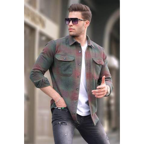 Green Plaid Shirt 5527 - Yeşil