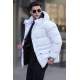 White Hoodie Basic Puffer Jacket 5702 - Beyaz