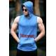 Madmext Blue Printed T-shirt with Hood for Men 3079 - İndigo