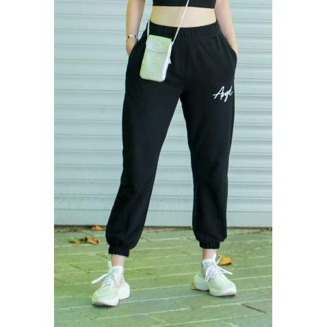 Mad Girls Black Printed Sweatpants MG311 - Siyah